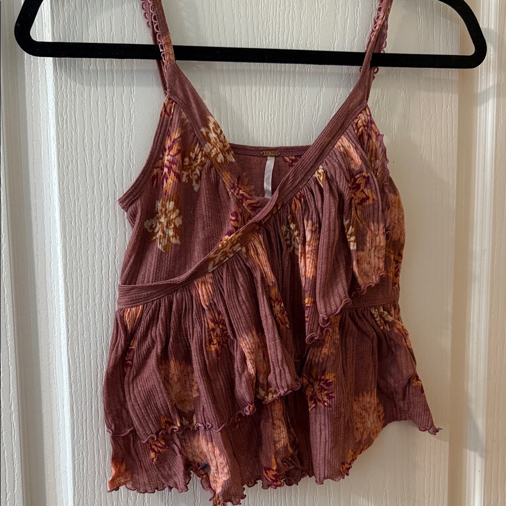 Free People Mauve Floral Ruffle Camisole - Picture 2 of 4